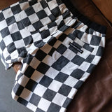 #CHECKER SWEAT SHORTS