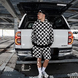 #CHECKER SWEAT SHORTS