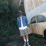 #CHECKER SWEAT SHORTS