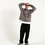 #LEOPARD FLEECE CREW