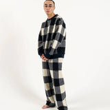#BLOCK CHECK FLEECE CREW