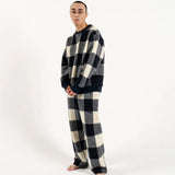 #BLOCK CHECK FLEECE PANTS
