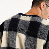 #BLOCK CHECK FLEECE CREW