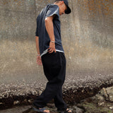 NEEDBY heritage×CAPTAINS HELM #BLACK OUT RELAX DENIM PANTS