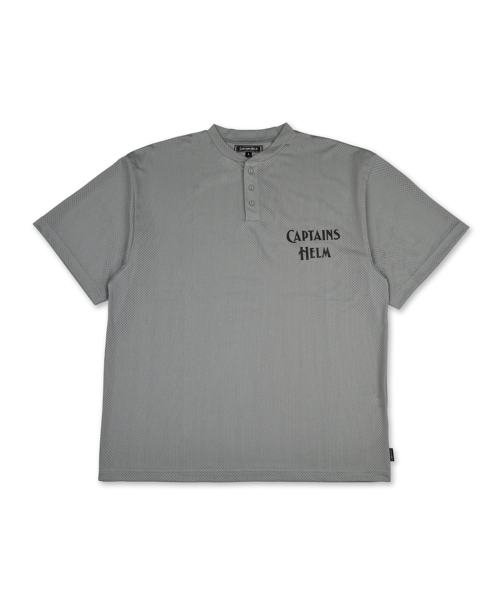 #HENLEY NECK MESH TEE