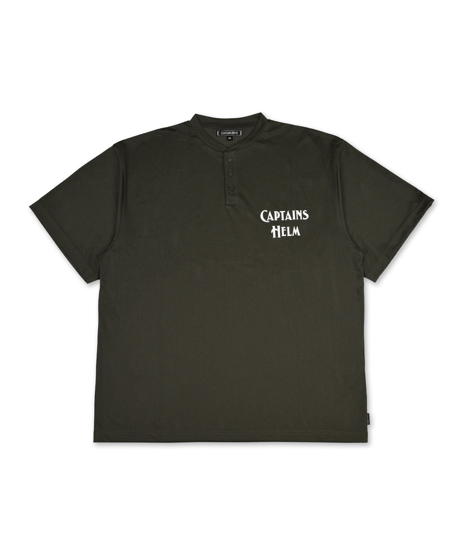 #HENLEY NECK MESH TEE