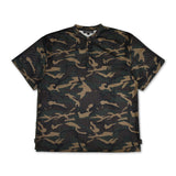 #HENLEY NECK MESH TEE